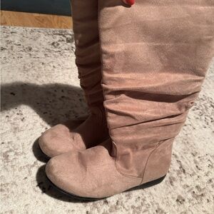 Tan Suede Knee-High Boots